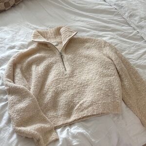 Aritzia Wilfred Cream knit Quarter-Zip Pullover